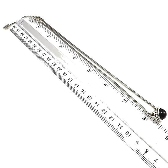 Nine West Silver Snake Chain Black Lucite Cabochon Necklace - Picture 7 of 8